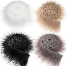 Shaggy and fluffy faux fur fabric, pre-cut strips of faux fur, fluffy rolls of fur, DIY faux fur strips