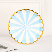 FloHua 100pcs Christmas Decor Clearance Paper Plates, 7in Gold Stamped Striped Watermelon Design, Disposable Tableware for Birthday Party Decoration