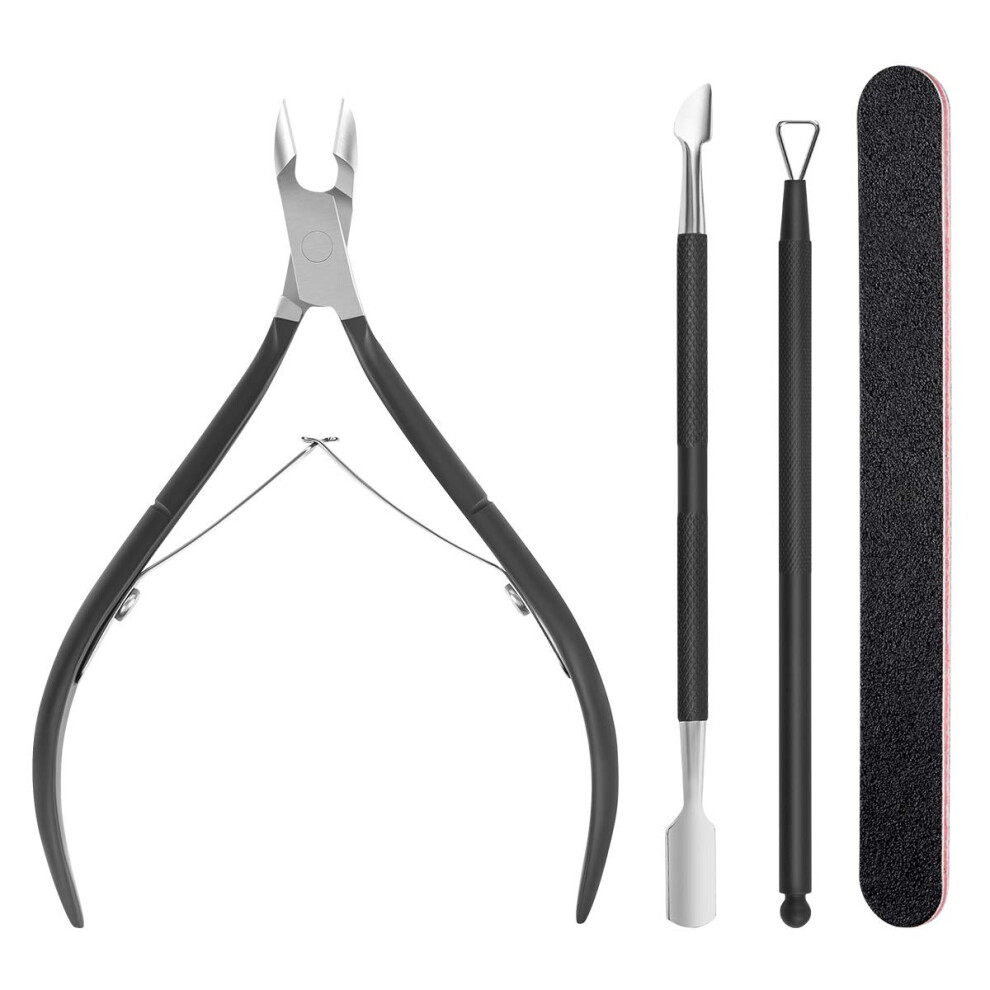 Professional Stainless Steel Cuticle Nipper and Trimmer Set with Pusher for Manicure Pedicure