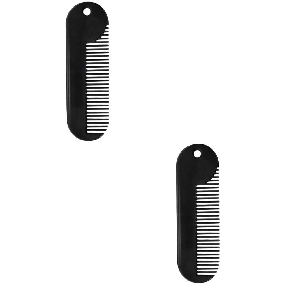 Unisex Black 2Pcs Zinc Alloy Beard Comb Sturdy Hair Styling Comb Portable Hair Accessories Useful Salon Gadget For Men (Black)