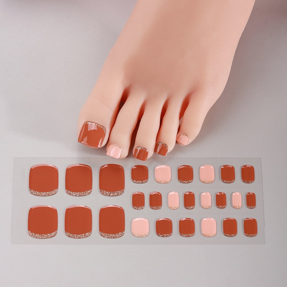 At Salon Home Pedicure Gel Toe Nail Strips UV LED Curing Required Nail Art Wrap