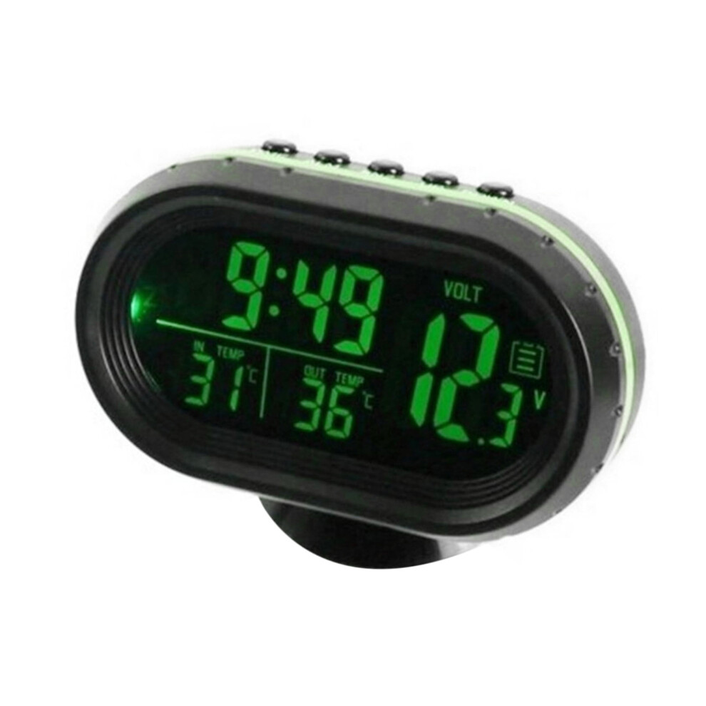 Car Thermometer Digital Clock Dc 12V Automobile Clock Led Lighted Auto Dual Temperature Gauge Voltmeter Voltage Tester 9193271572916