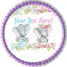 Mocsicka Elephant Gender Reveal Baby Shower - Topper - 10" round