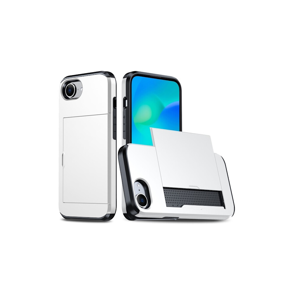 Compatible With Iphone 16E Hybrid Case With Card Slot White 9193271574743