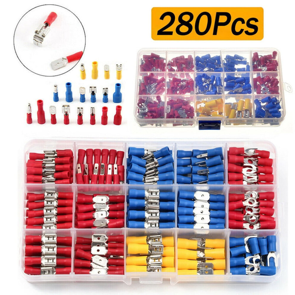 Electrical Connector Kit, 280Pcs Assorted Crimp Spade Terminals, Insulated Wire Set For Various Automotive Applications 9193271574910