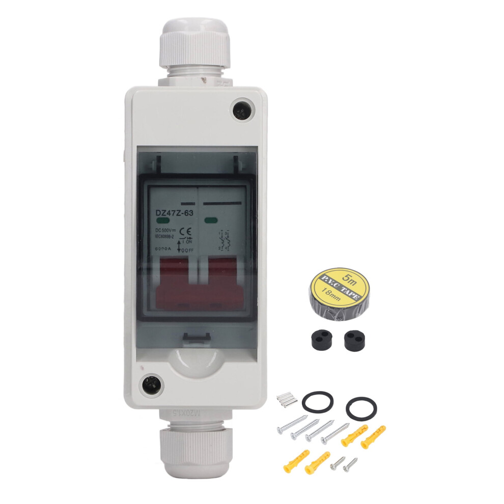 Solar Disconnect Switch Dc500v Ip65 Waterproof 63A Photovoltaic Isolator Mini Breaker Box, Easy Outdoor Installation 9193271575238