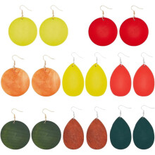 8 Pairs Vintage Wooden Dangle Earrings, Big Geometric Ethnic Drop Earrings for Women, Natural Wood Statement Jewelry Gifts