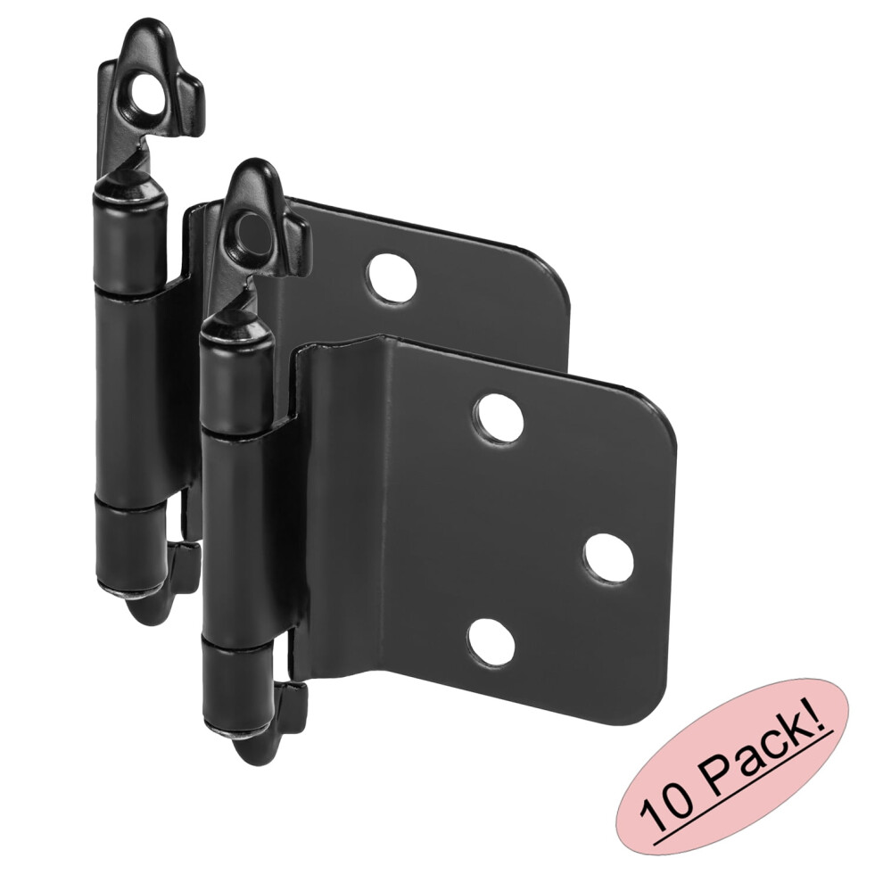 10 Pair Pack - Cosmas 16890-Fb Flat Black Cabinet Hinge Variable Overlay With 30 Degree Reverse Bevel (Pair) [16890-Fb] 9418476343490