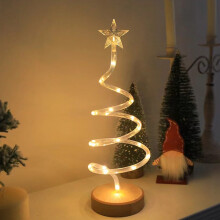 Mini 14in Wooden Base Volcano Christmas Tree with Warm White & Colorful Lights, Star Topper - Home Decor, On Sale