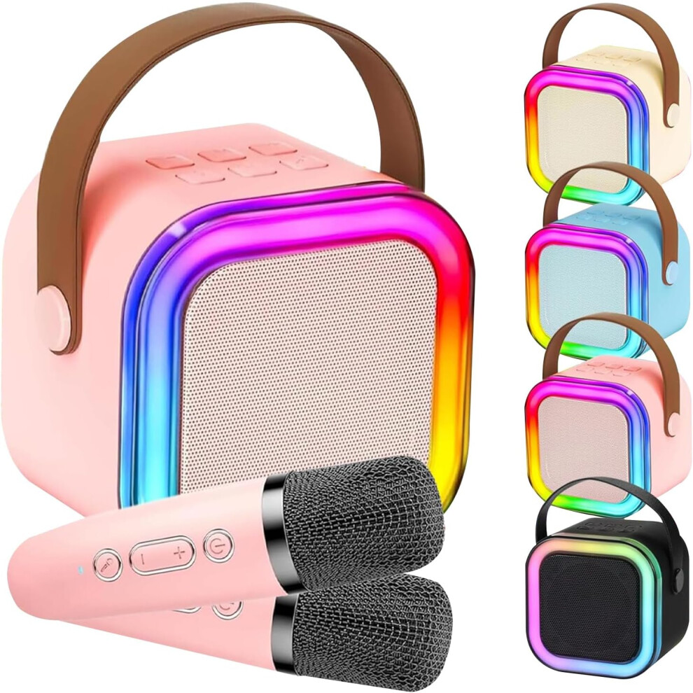 Glistenwing Mini Karaoke With 2 Wireless Mics, 3D Sound Kids Machine (, Dual Mic) Pink 9130661626910