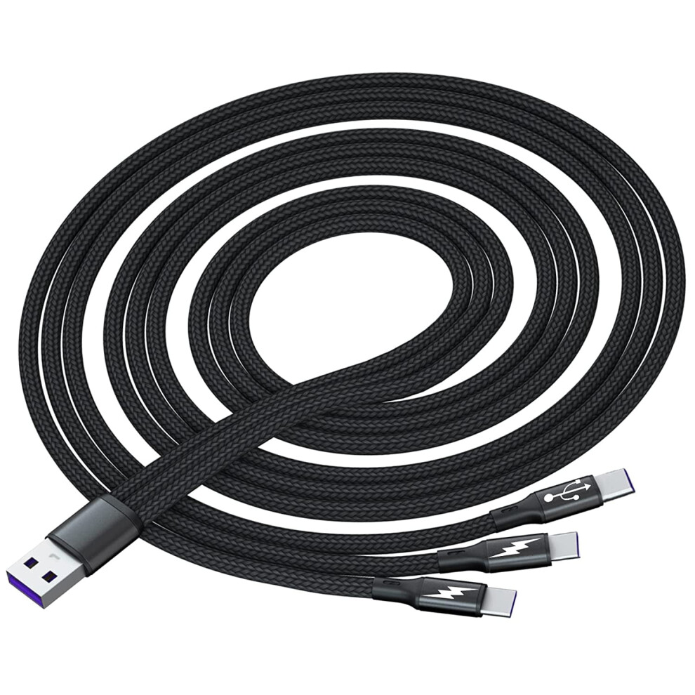 Usb C Splitter Cable,Usb A Male To 3 Type-C Male Charge Cable,3 In 1 Nylon Braided Charging Cord With 3X1.2m 9170372857005