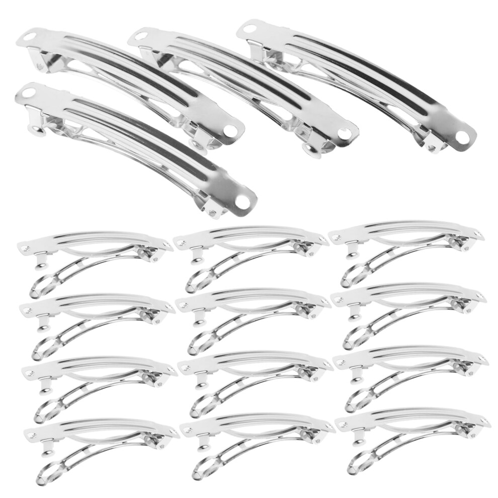 Unisex Silver 50Pcs French Barrette Hair Clips Metal Snap Barrettes For Diy Custom Hair Accessories