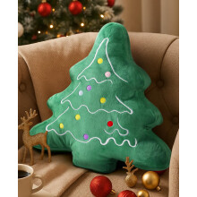 Christmas Tree Throw Pillow Plush Cushion with Charming Holiday Design for Couch Sofa 13x15 Green