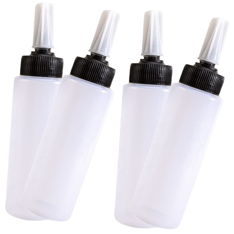 Hair Dye Applicator Bottle Set with Measurement Scale, 4pcs 150ml Plastic Squeeze Bottles for Salon and Home Use