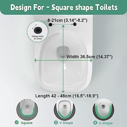 Square White Soft Close Toilet Seat with Quick Release, Adjustable Hinges, Easy Install 2