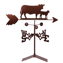 Cow and Calf Copper Roof Mount Weathervane with Accurate Wind Direction Tracking