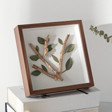 6x6 Walnut Wooden Shadow Box Display Case with Crystal Clear Glass Front for Medals and Keepsakes