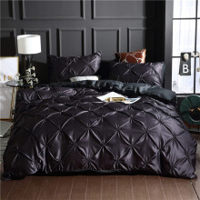Luxury Satin Bedding Set King Size with Silk Duvet Cover and 2 Pillowcases Black 230x260cm