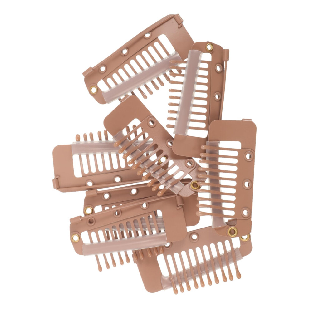 Unisex Black 10Pcs Metal Snap Hair Extension Clips With Sewing Holes For Secure Wig Hold And Styling