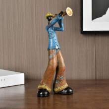 Vintage Saxophone Player Musician Figurine with Blue Suit and Pink Hat Jazz Statue for Home Decor