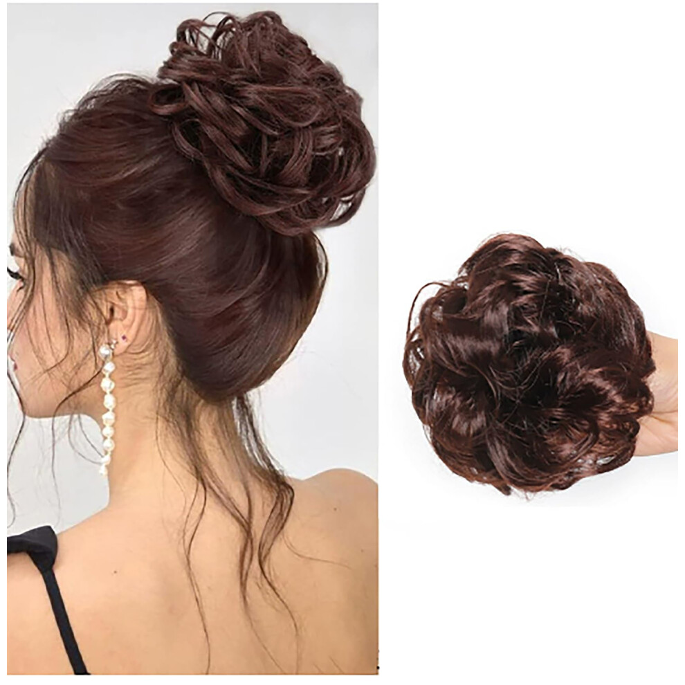 Unisex Brown Reddish Hair Bun Extension With Claw Clip Â Instant Volume Boost For Thin Or Short Hair