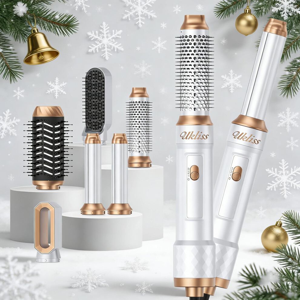 6 in 1 Hair Dryer Brush Styler with Auto Curling and Ionic Fast Drying for All Hair Types