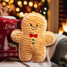 Christmas Gingerbread Man Pillow Ultra Soft Plush Cushion Festive Sofa Holiday Decor Brown One Size