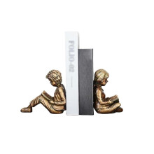Decorative Bookends Vintage Resin Boy and Girl Reading Heavy Duty for Shelves Home Office