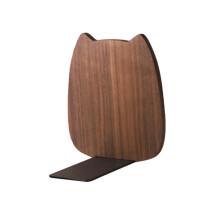 Wooden Cat Bookend with Cute Kitten Design, Dark Walnut for Shelves and Desk, Gift Ready