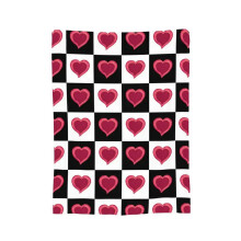 Red watercolor hearts black and white checkered blanket soft warm flannel throw blanket cover for bed living room home Couch