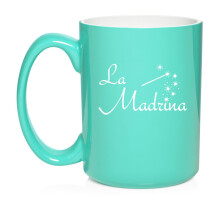 La Madrina Christening Baptism Godmother Ceramic Coffee Mug Tea Cup Gift (15oz Teal)