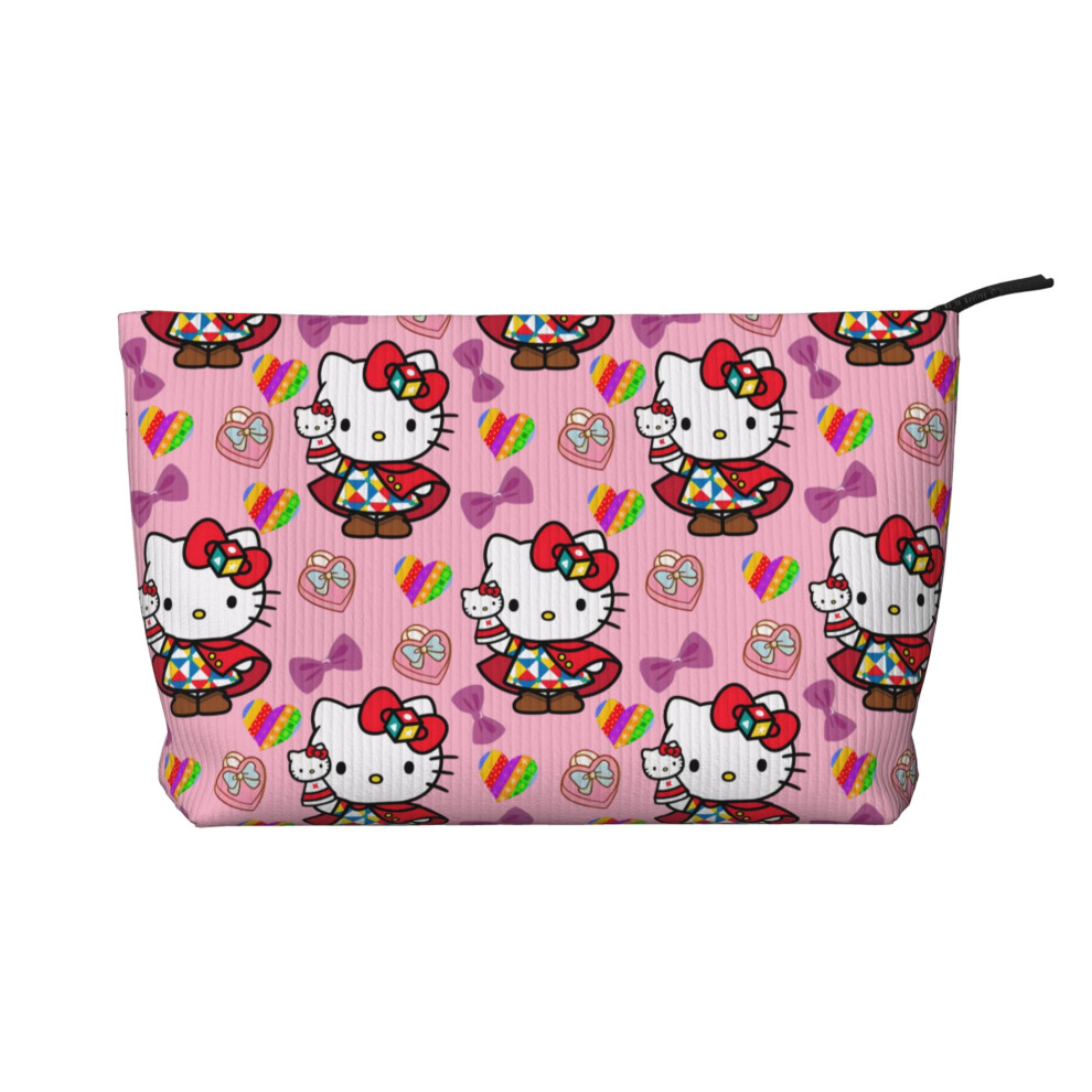 Hello Kitty Corduroy Cosmetic Bag Women's Toiletry Bag Accessories with Zipper Storage Bag Portable Cosmetic Travel Bag
