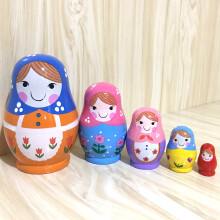 Cheer.US Russian Nesting Dolls Matryoshka 5-Piece Wooden Stacking Set, Handmade Kids Toy, Compatible with Traditional Decor, Christmas & Birthday