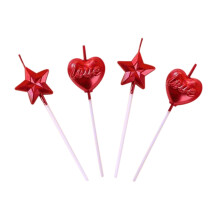 FloHua Halloween Decorations 4pcs Love Five-pointed Star Candles, Gold-plated Romantic Cake Toppers for Birthday & Baking