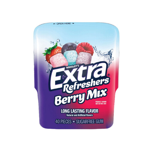Wrigley's Extra Refreshers Berry Mix Gum | 40 Pieces Per Bottle | 1 Bottle