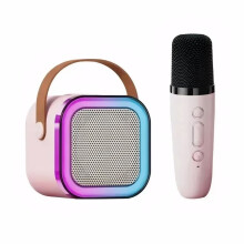 jixopn Bluetooth-Compatible 5.3 Portable Karaoke Machine with Wireless Mic Mini Home Theater Speakers Adjustable LED Lights for Home Karaoke