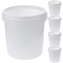 Eease 5 Pack Food Grade Plastic Buckets with Lids 34oz White Bucket with Handle