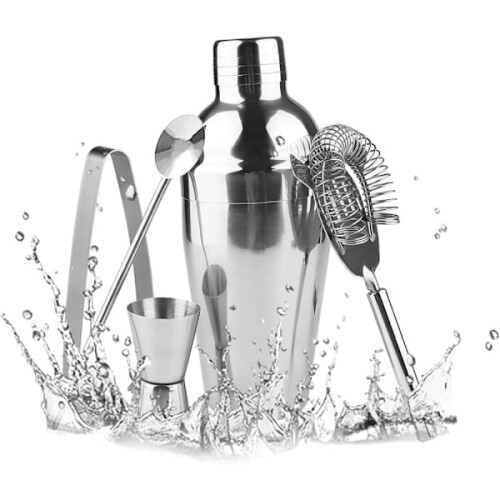 Cocktail shaker Set - Stainless steel Silver 5 pieces 2