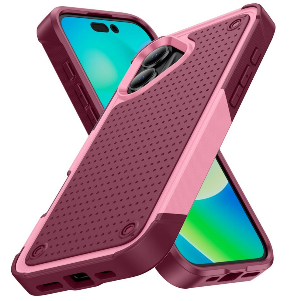 Shockproof Rugged Case For Compatible With Apple Compatible With Iphone 16 Plus / 16Plus (6.7Â) With Textured Side Grip ( Bptextured) Pink 9557311204777