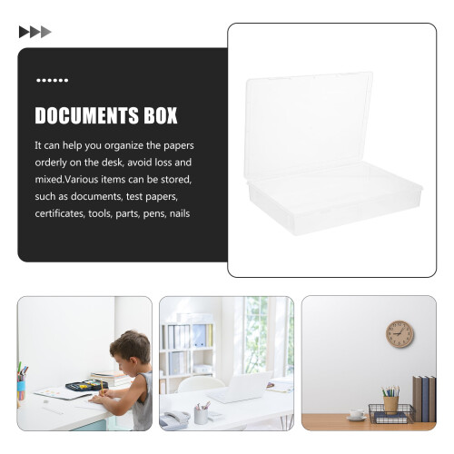 Desk Folder Organizer Clear Plastic A4 File Box Container Holder Document Desktop Stand Files 2