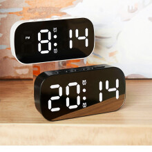 Viflosae Digital Alarm Clock with Large LED Display, Multi-set Alarm, Mirror Design - White, Compatible with Bedroom, Study, Kitchen