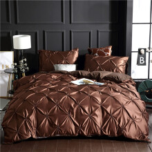 Satin Duvet Cover Set King Size with Pillowcases, Luxury Breathable Silk Bedding, Brown 220x240cm