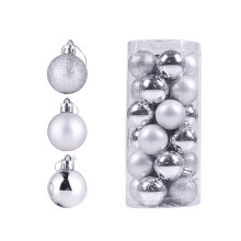24 Pcs Christmas Ball Ornaments Set, Shatterproof Handpainted Xmas Tree Decorations for Holiday Home Party Wedding Anniversary - 30mm, Silver