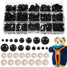 1 Box Safety Eyes Plastic Black Safety Eyes DIY Bear Craft Dolls Eyes with Washers