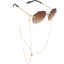 Senil Cord Eyeglass Cord Eyeglass Chain Eyeglass Cord - Gold Color, Stars & White Beads Gold