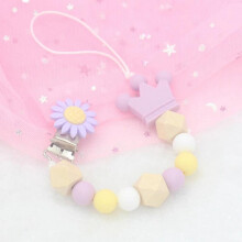 Pacifier Clip Soother Chain for Baby Girls Boys, Silicone Binky Holder BPA Free Teething Beads - Infant Baby Shower Gift