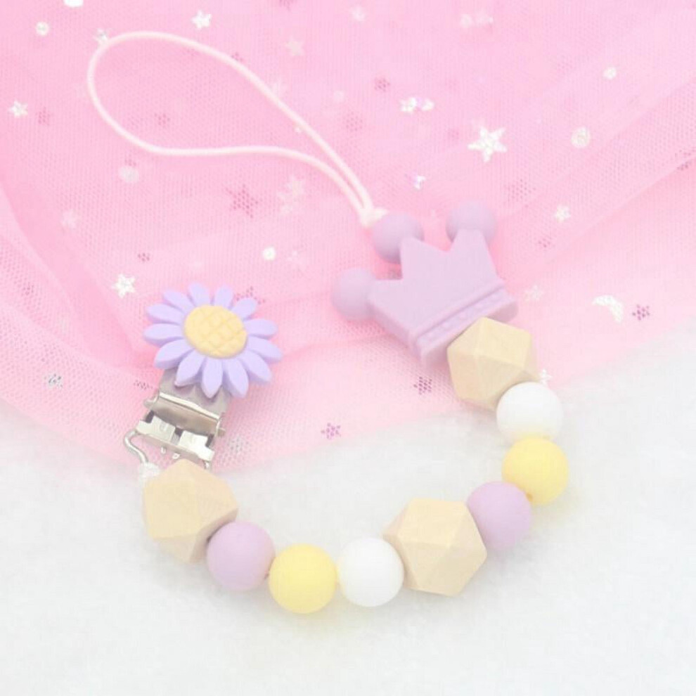 Pacifier Clip Soother Chain for Baby Girls Boys, Silicone Binky Holder BPA Free Teething Beads - Infant Baby Shower Gift
