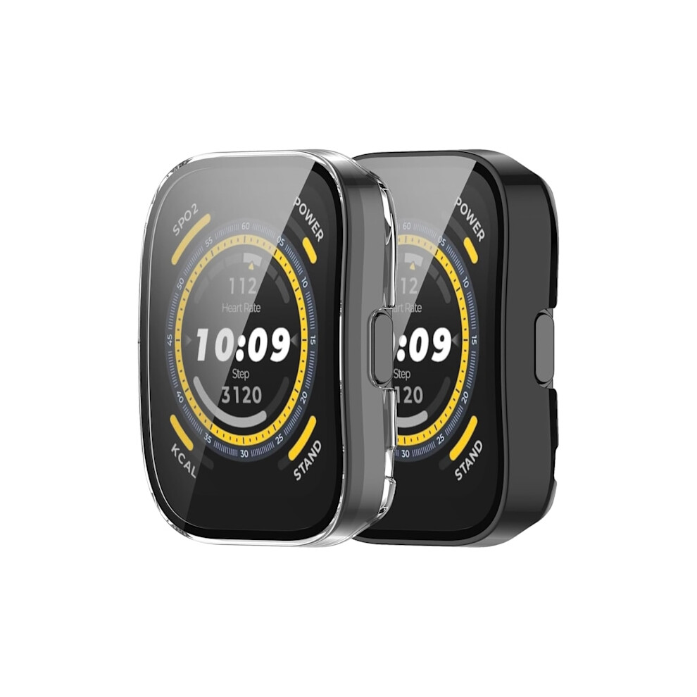 Compatible With Amazfit Bip 5 Case, Hard Pc Full Protection Bumper With Tempered Glass Screen Protector ( & Clear) Black 9418476351808