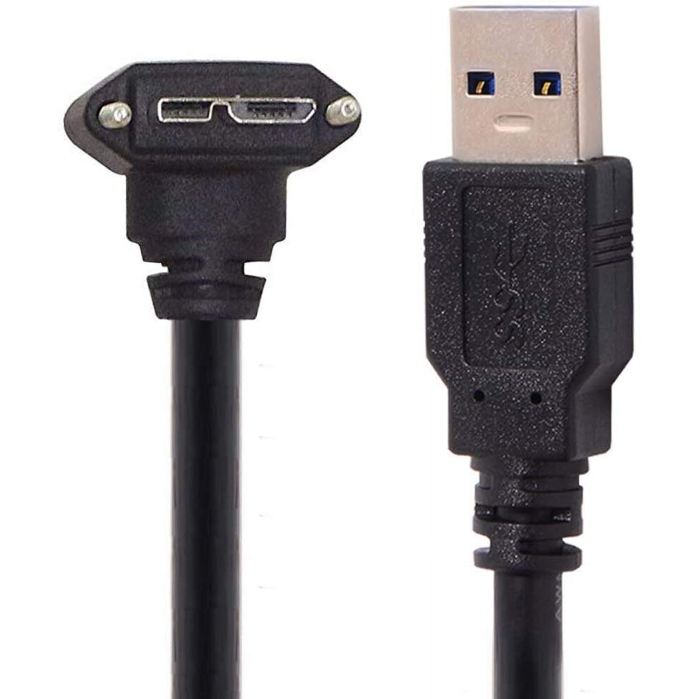 Cy 5M 16Ft 90 Degree Down Ang Micro Usb Screw Mount To 3.0 Data Cable For Industrial Camera (5M, Down Ang) 9130661635523