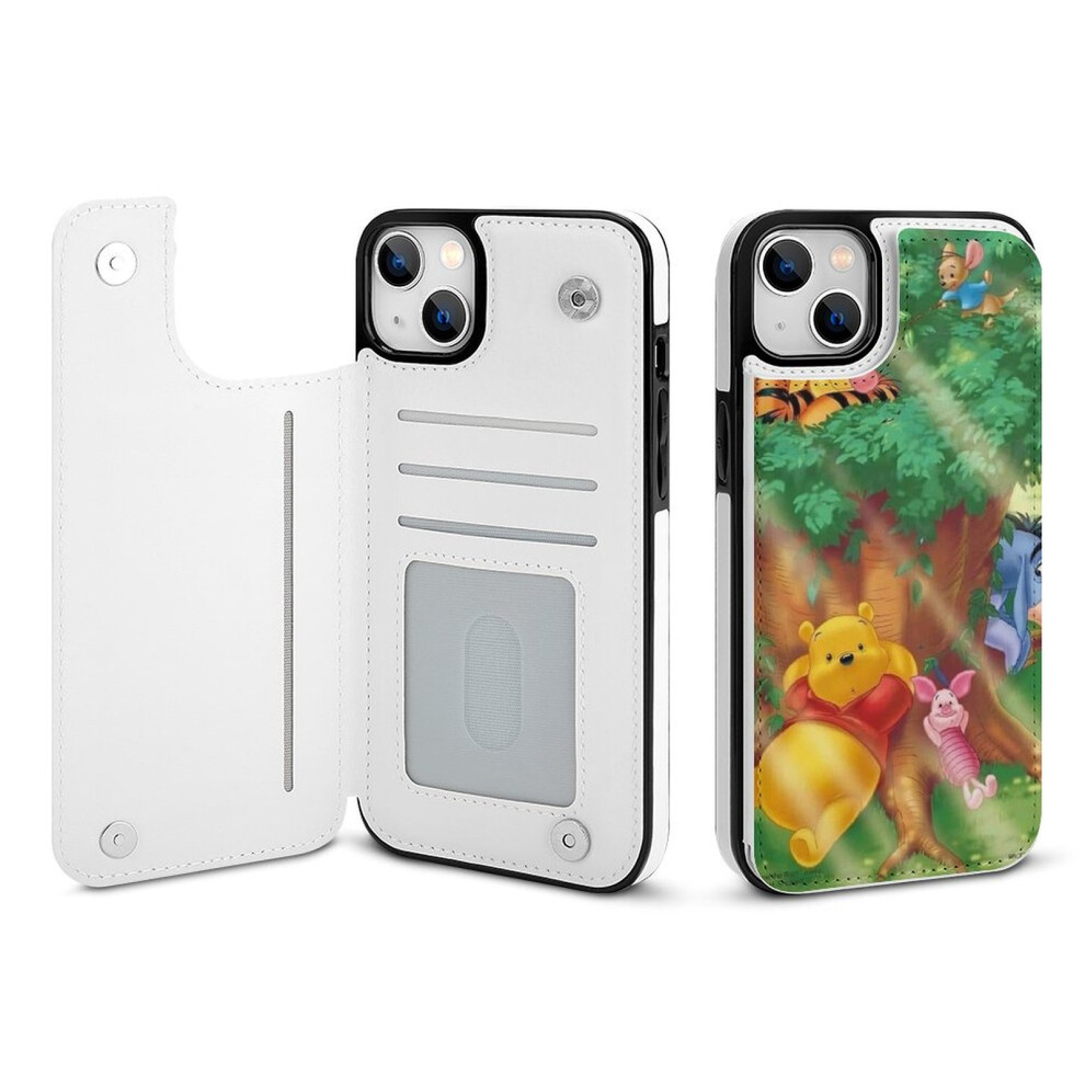 Winnie The Pooh Compatible With Iphone 14 Plus Wallet Case, Pu Leather Flip Cover With Card Holder, Kickstand & Magnetic Clasp 9170372859443